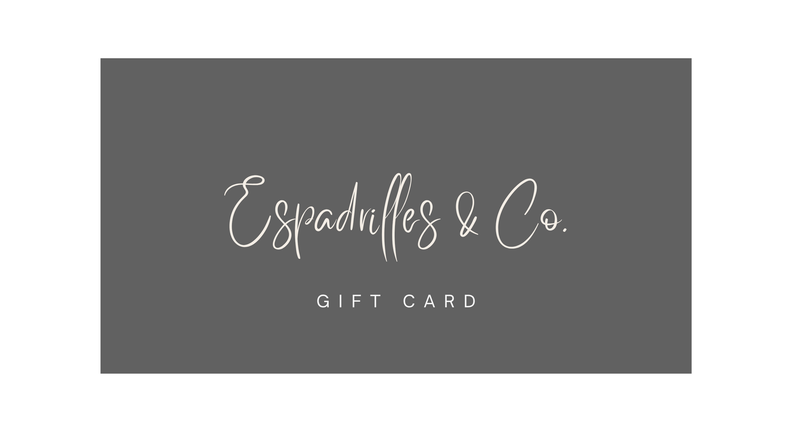 Espadrilles & Co. gift card design on a white padding
